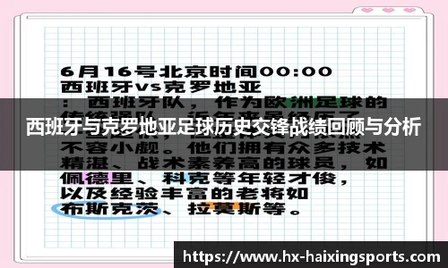 西班牙与克罗地亚足球历史交锋战绩回顾与分析
